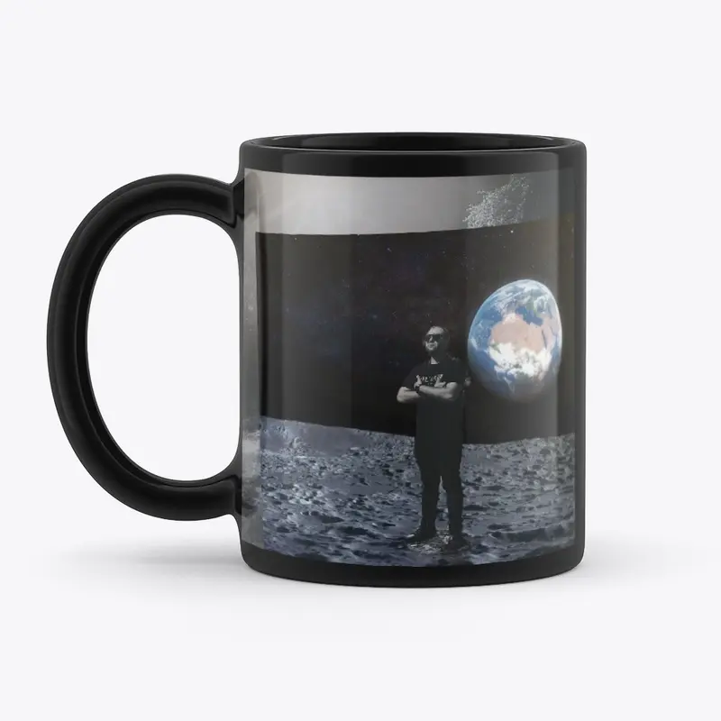 Man On The Moon - Black Mug